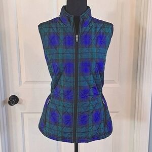Relatively Puffer Retro Cinched in the Back Plaid Qilted Vest Zipped Jacket Coat